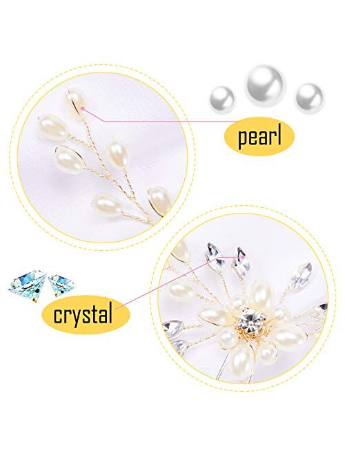 4 Pieces Pearl Hair Pins Bridal Hair Pins Wedding Pearl Rhinestones Headpiece Bride Hair Accessories for Women, Bride, Bridesmaid