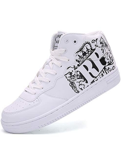 Men's High Top Sneakers Hip Hop Graffiti Classic Sneaker Leather Walk Street Casual Shoes