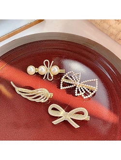 Rugelyss 5 Pcs Starfish Shell Pearls and Rhinestone Hair Clips, Handmade Hair Barrettes, Alligator bobby pins, Glitter Crystal Hairpin, Elegant Gold Hair Accessories, Gif