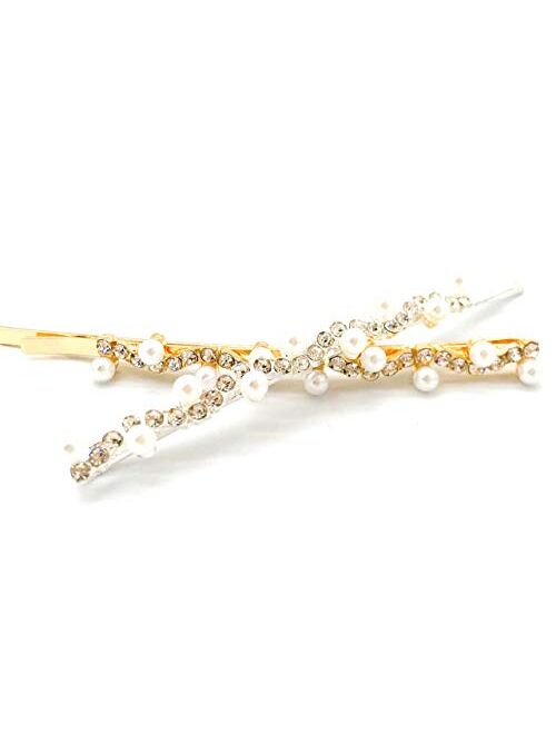 4 Pcs Women's Pearl Rhinestone Hair Clip Antler Plum Branch Bobby Pins Barrette Hairpin Metal Side Clips Wedding Hair Clips Hair Accessories for Women