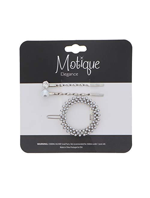 Studded Rhinestone And Pearl Hair Pins Decorative Bobby Pin Hair Barrette Sets (6 Singles) - Circular Set