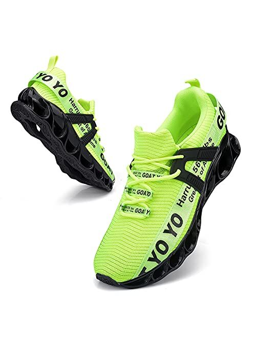 Harrun Mens Walking Shoes Athletic Running Blade Tennis Shoes Mesh Breathable Fashion Sneakers