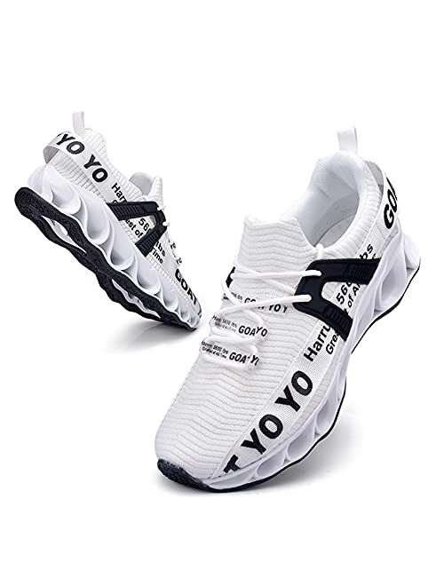 Harrun Mens Walking Shoes Athletic Running Blade Tennis Shoes Mesh Breathable Fashion Sneakers