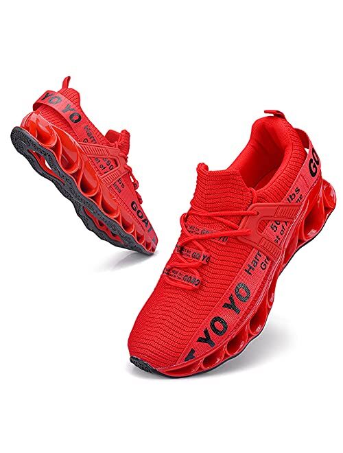 Harrun Mens Walking Shoes Athletic Running Blade Tennis Shoes Mesh Breathable Fashion Sneakers