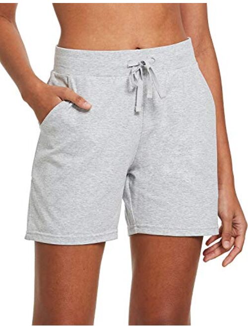 BALEAF Women's 5" Lightweight Cotton Yoga Pocketed Lounge Walking Shorts Pajama Activewear Travel Shorts