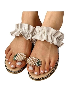 Sandals for Women Casual Summer Bowknot Open Toe Sandals Shoes Bohemian OutdoorSlippers Sandals Flat Beach Sandals