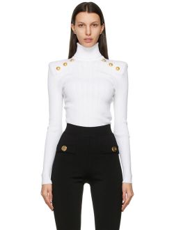 White Button Detail Turtleneck