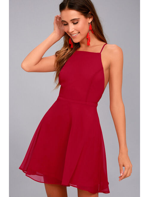 Lulus Letter of Love Blush Pink Backless Skater Dress