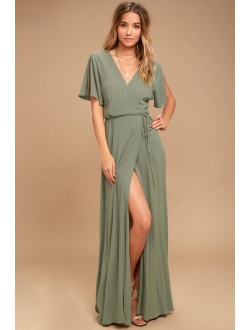 Much Obliged Golden Yellow Wrap Maxi Dress