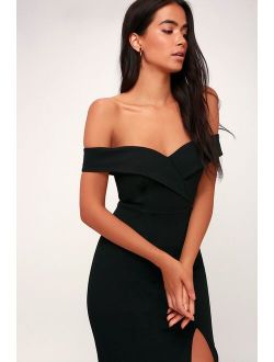 Classic Glam Black Off-the-Shoulder Bodycon Dress