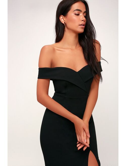 Lulus Classic Glam Black Off-the-Shoulder Bodycon Dress