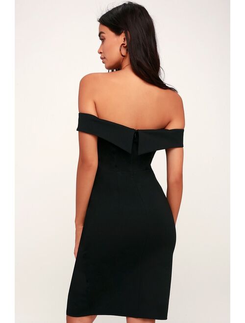 Lulus Classic Glam Black Off-the-Shoulder Bodycon Dress