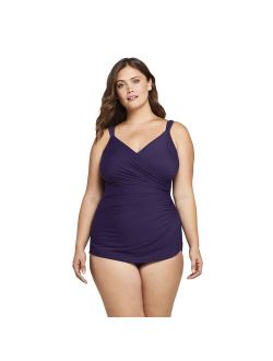 Plus Size Lands' End SlenderSuit Skirted One-Piece Swimsuit