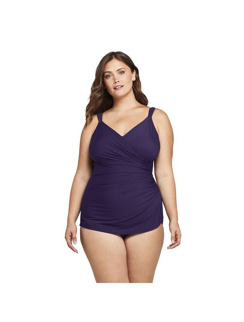 Plus Size Lands' End SlenderSuit Skirted One-Piece Swimsuit