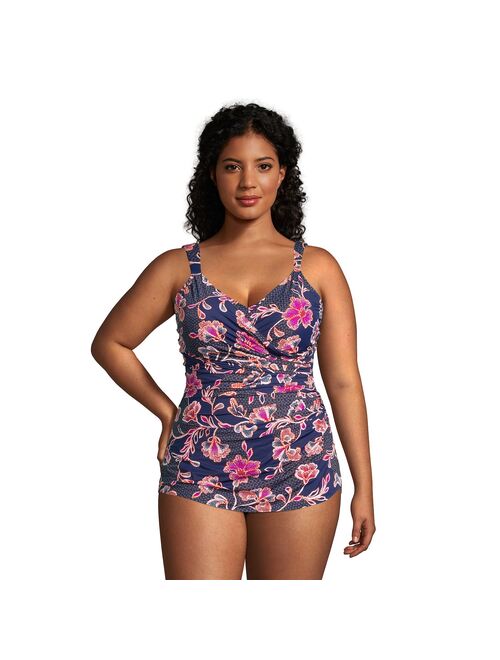 Plus Size Lands' End SlenderSuit Skirted One-Piece Swimsuit