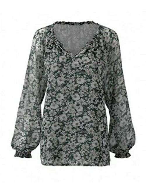 Cabi Peasant Sleeve Floral Blouse Top