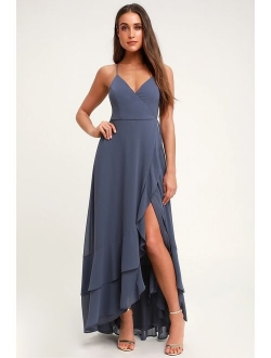 In Love Forever Nude Lace-Up High-Low Maxi Dress