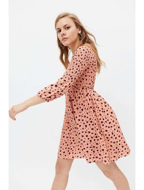 Glamorous Peach Ditsy Long Sleeve Dress