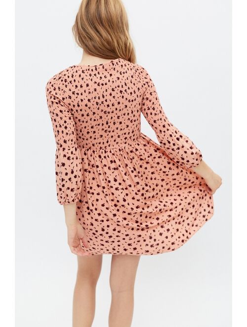 Glamorous Peach Ditsy Long Sleeve Dress