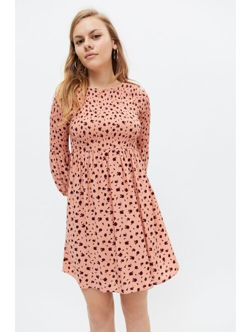 Glamorous Peach Ditsy Long Sleeve Dress