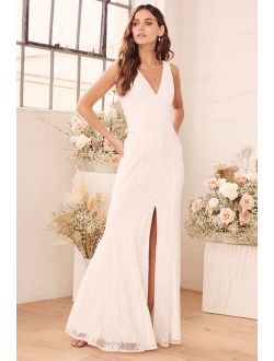 Romantic Promises White Lace Mermaid Maxi Dress