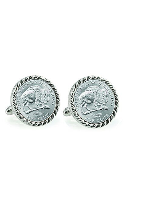 American Coin Treasures 2005 Bison Nickel Rope Bezel Cuff Links