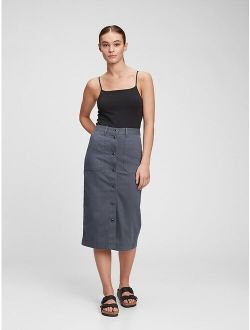 Button-Front Pencil Skirt