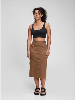 Button-Front Pencil Skirt