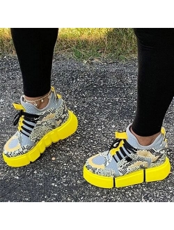 SHUJIN Women Sneakers 2021 Leopard Print Lace-Up Women's Vulcanize Shoes Platform Sports Ladies Sneakers Women Shoes Running Sneakers