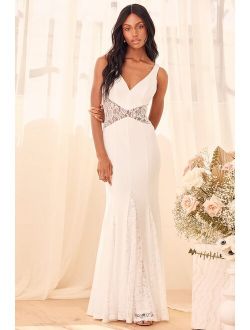 Declaration of Love White Lace Mermaid Maxi Dress