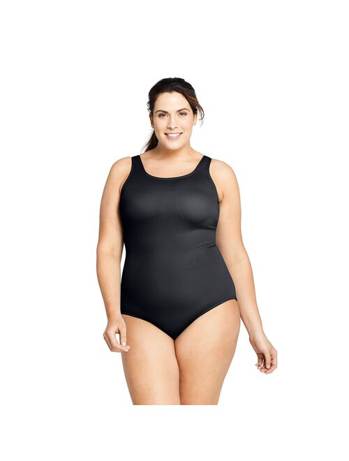 Plus Size Lands' End Tugless Sporty DDD-Cup Chlorine Resistant Bust-Minimizer One-Piece Swimsuit