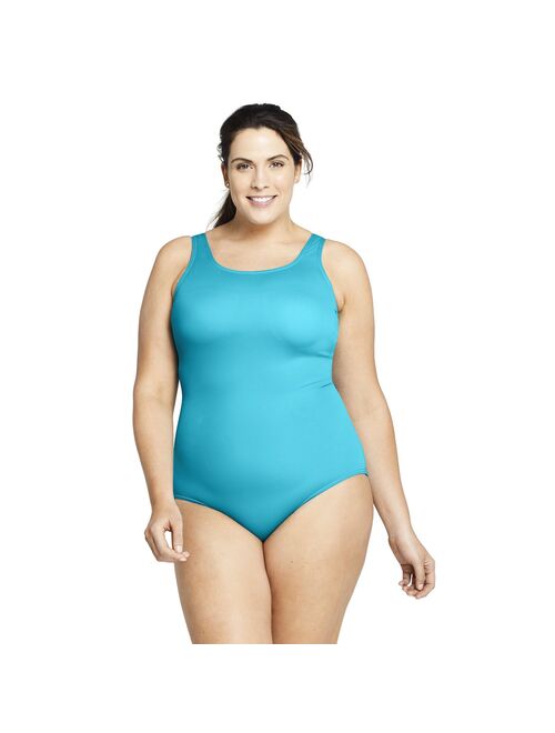 Plus Size Lands' End Tugless Sporty DDD-Cup Chlorine Resistant Bust-Minimizer One-Piece Swimsuit