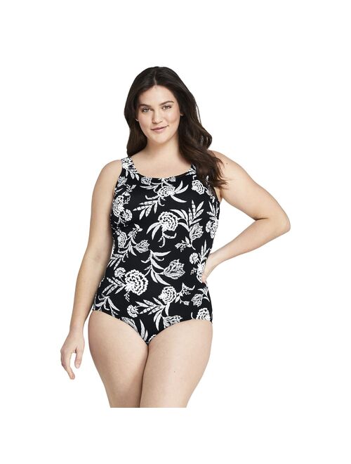 Plus Size Lands' End Tugless Sporty DDD-Cup Chlorine Resistant Bust-Minimizer One-Piece Swimsuit