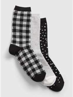 Knit Fabric Crew Socks (3-Pack)