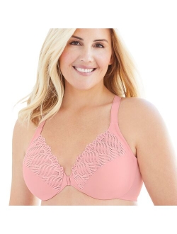 Plus Size Glamorise Full-Figure Plus Size Front Close Lace T-Back Wonderwire Bra 1246