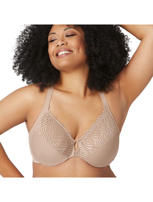 Plus Size Glamorise Full-Figure Plus Size Front Close Lace T-Back Wonderwire Bra 1246