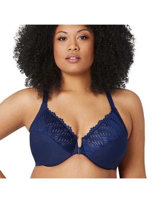 Plus Size Glamorise Full-Figure Plus Size Front Close Lace T-Back Wonderwire Bra 1246