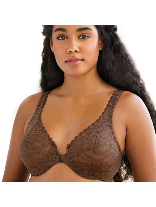 Plus Size Glamorise Full-Figure Wonderwire Front-Close Stretch Lace Bra 9245