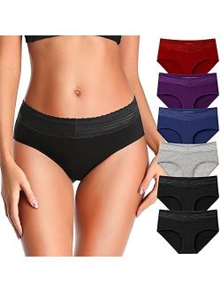 UMMISS Underwear for Women Cotton Lace Waist Full Coverage Soft Strechy Comfy Briefs