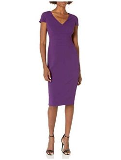 Women's Cap Sleeve Fitted Crepe Sheath Dress