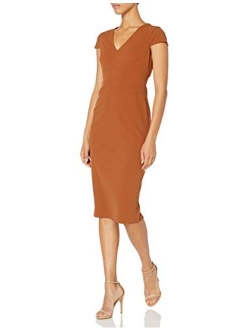 Women's Cap Sleeve Fitted Crepe Sheath Dress