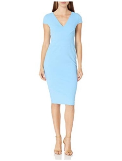 Women's Cap Sleeve Fitted Crepe Sheath Dress