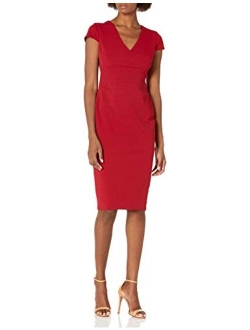 Women's Cap Sleeve Fitted Crepe Sheath Dress