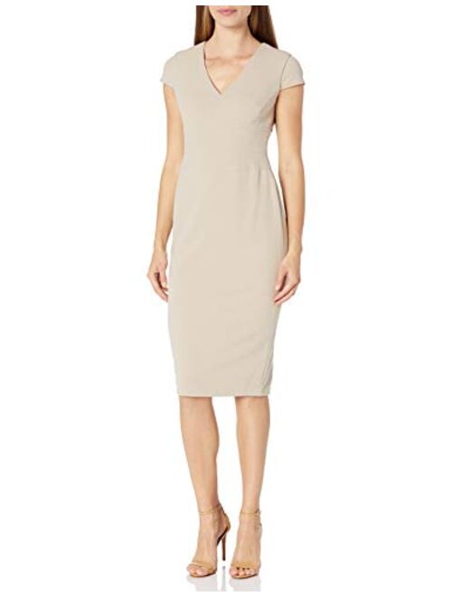 Donna Morgan Women's Cap Sleeve Fitted Crepe Sheath Dress