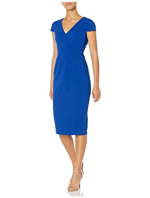 Donna Morgan Women's Cap Sleeve Fitted Crepe Sheath Dress