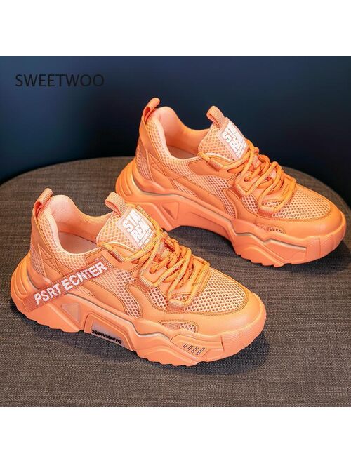 Women's Large Size Candy Color Fashion Sneakers, Mesh Breathable Comfortable Casual Shoes, Fashion Women's Sneakers