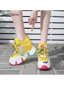 Summer Platform Sneakers New Women's Platform Sneakers Ladies Wedge Casual Shoes Women's Leather Sports