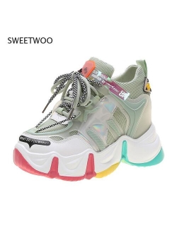 Summer Platform Sneakers New Women's Platform Sneakers Ladies Wedge Casual Shoes Women's Leather Sports