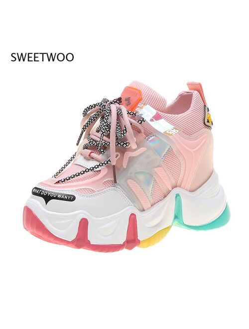 Summer Platform Sneakers New Women's Platform Sneakers Ladies Wedge Casual Shoes Women's Leather Sports