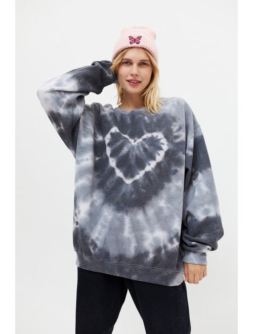 Urban Renewal Recycled Heart Tie-Dye Crew Neck Sweatshirt